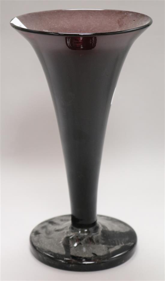 A Victorian amethyst glass trumpet vase 30cm.